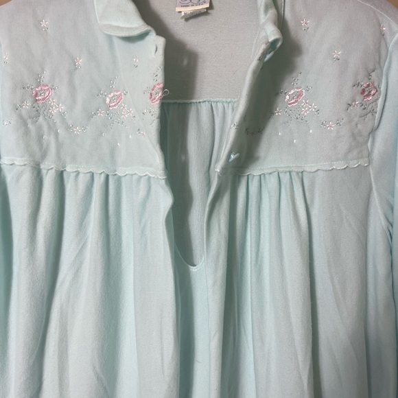 Katz 70’s Vintage Modest Embroidered Flannel Long Nightgown Medium Feminine - Picture 9 of 11